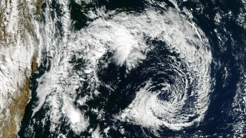 Typhoon from space. Satellite view. Elements of this image furnished by NASA Foto stock