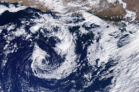 Typhoon from space. Satellite view. Elements of this image furnished by NASA Foto stock
