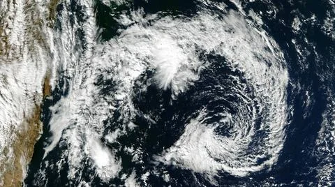 Typhoon from space. Satellite view. Elements of this image furnished by NA... Foto stock