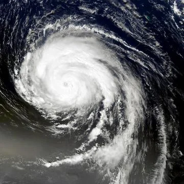 Typhoon from space. Satellite view. Elements of this image furnished by NA... Foto stock