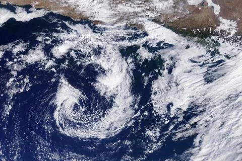 Typhoon from space. Satellite view. Elements of this image furnished by NA... Foto stock