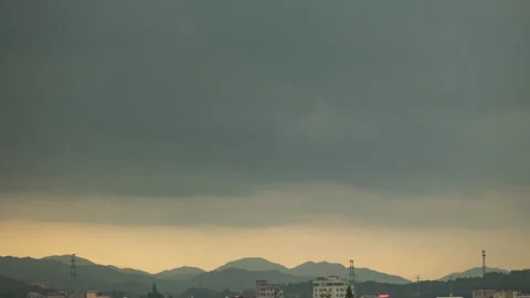 Typhoon Storm with Dark Clouds and Heavy Rain Time Lapse 4K Stock Footage 320035003