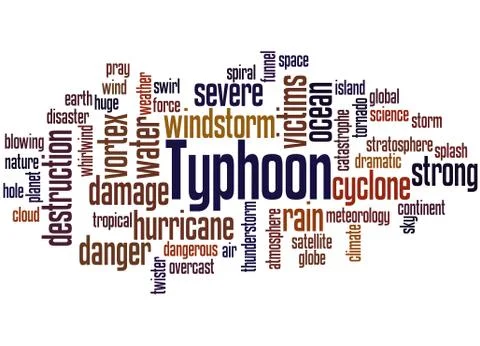 Typhoon, word cloud concept Illustrazione stock