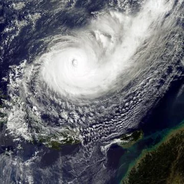Typhoon Yutu Hits the Philippines. Elements of this image furnished by NASA Foto stock