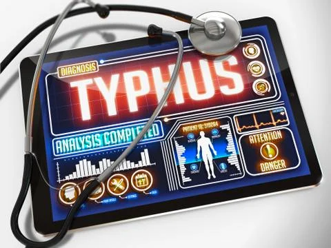 Typhus on the Display of Medical Tablet. 스톡 일러스트