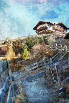 Typical alpine house Stockfoto's