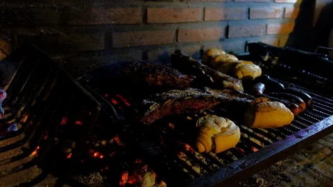 Typical and authentic Argentinian Barbecue Or Asado Video stock 105144193