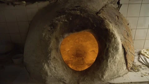Typical and traditional bread and cake oven in a bakery in Manama, Bahrain Stock Footage 244533571