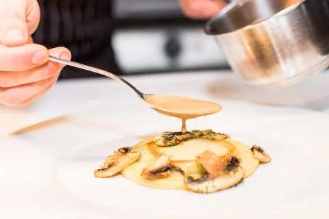 Typical Austrian dish of pasta and sauce Stock Photos