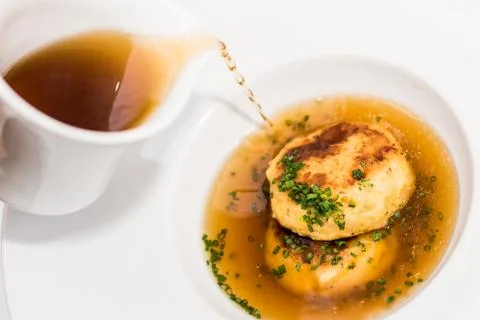 Typical Austrian meat and broth dish Stock Photos