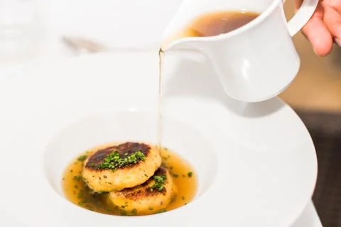 Typical Austrian meat and broth dish Stock Photos