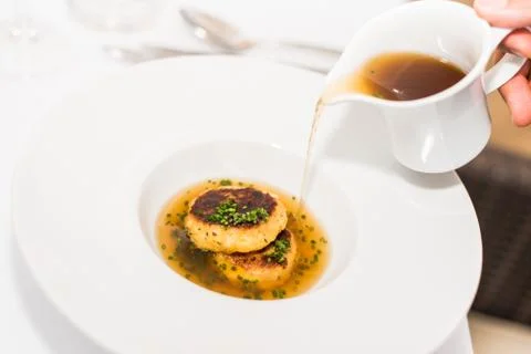Typical Austrian meat and broth dish Stock Photos