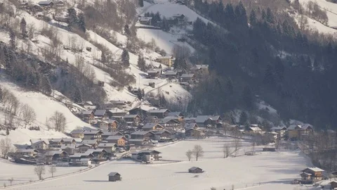 Typical Austrian village in winter Stock Footage 71741480