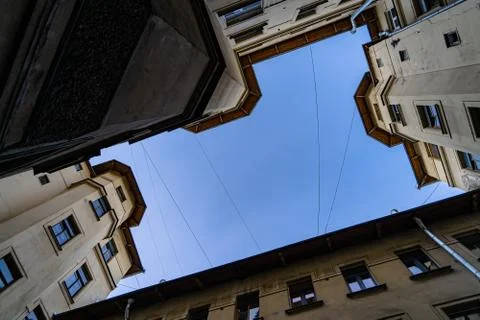 Typical back yard in the form of a well Foto stock