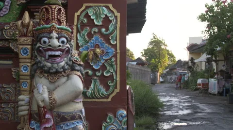 Typical balinese street Stock Footage 68637019
