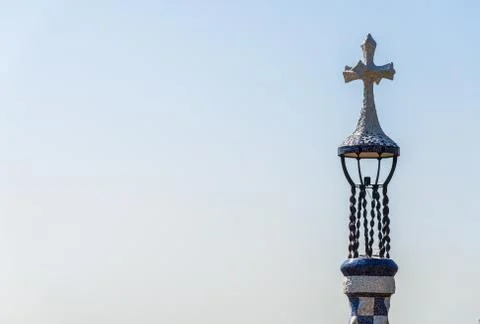 Typical Barcelona architectural elements in Park Guell. Stock Photos