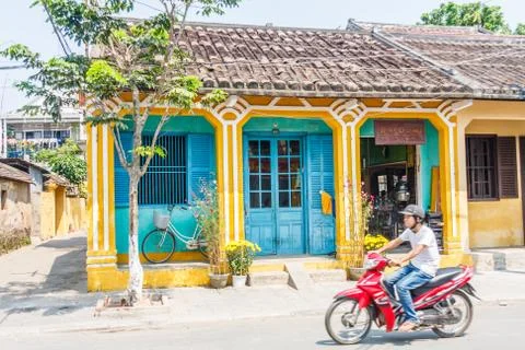 Typical blue house Stock Photos