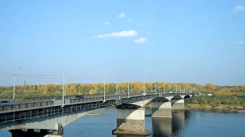 A typical bridge in Russia over the river Stock Footage 65529269