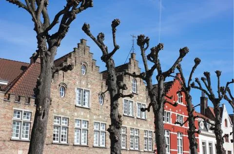 Typical bruges facades Stock Photos