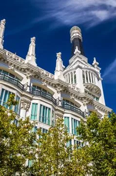 Typical building in the centre of Madrid, Spain Stock Photos