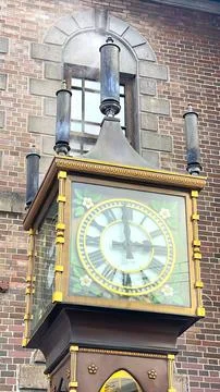 Typical classic clock in front of the Otaru Music Box Museum Stock Photos