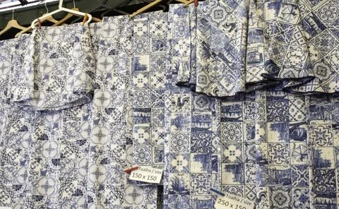 Typical cloth of lisbon, sheets and tablecloths, handicrafts Foto stock