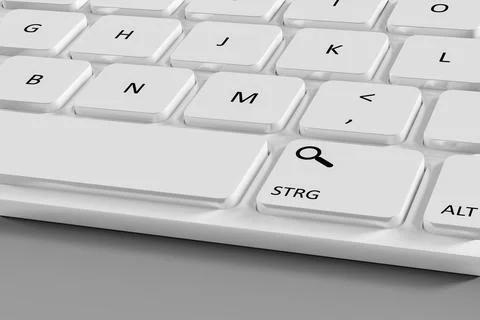 A typical computer keyboard white details 3d illustration Stock Illustration