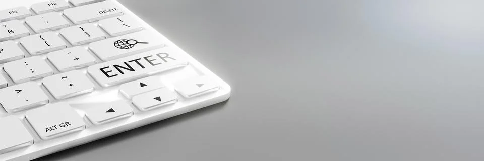 A typical computer keyboard white details 3d illustration Stock Illustration