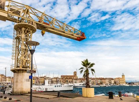 Typical crane in the port of La Ciotat, in the Bouches du Rhone, Provence, Franc Stock Photos