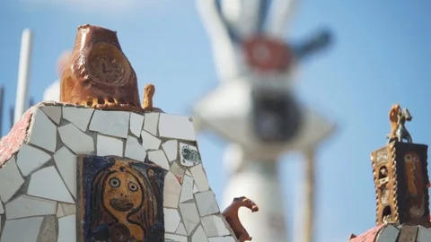 Typical cuban mosaic pattern on the street. focus change beautiful art Stock Footage 125389998