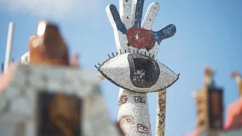 Typical cuban mosaic pattern on the street. focus change art lifestyle Stock Footage 127872049