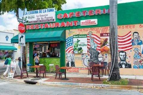 Typical cuban restaurant serving mojitos in little havana, miami Stock Photos