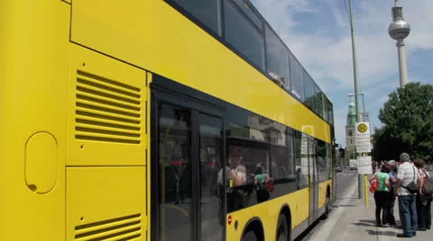 Typical double bus in Berlin Stock Footage 25813077