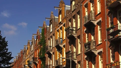 Typical Dutch Amsterdam houses 스톡 동영상 92176853