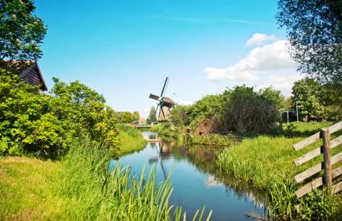Typical dutch windmill Stock Photos