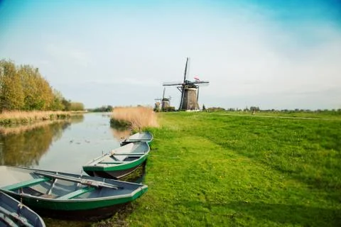 Typical dutch windmill Stock Photos