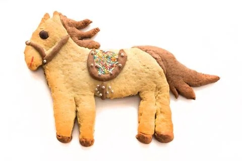 Typical Easter cake in the shape of a horse Stock Photos