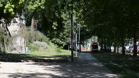 Typical electric tram in Milan Stock Footage 137153922