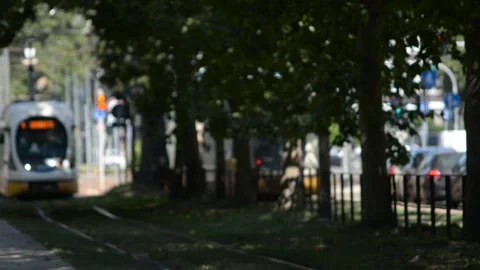 Typical electric tram in Milan Stock Footage 137154218