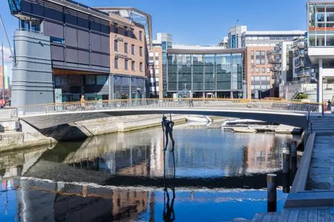 Typical example of Scandinavian architecture in the Aker Brygge area and its  Stock Photos