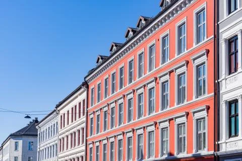 Typical example of Scandinavian architecture in the Grnerlkka area in Oslo Stock Photos