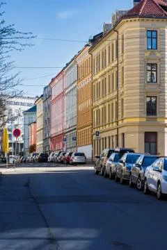 Typical example of Scandinavian architecture in the Grnerlkka area in Oslo Stock Photos