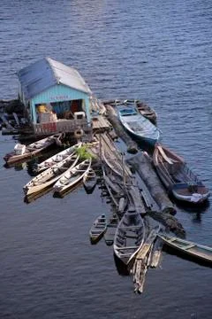 Typical floating house for the Amazon Tefe Amazonas Province Brazil South Fotos de archivo