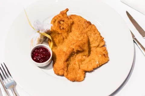 Typical German dish of breaded pork Stock Photos