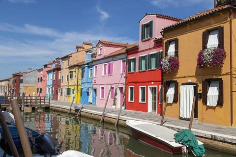 A typical glimpse of Burano (Venice) Stock Photos
