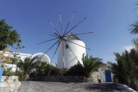 Typical greece windmill Stock Photos