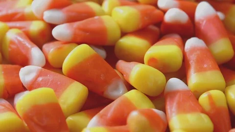 Typical halloween candy corn circling footage Stock Footage 91003775