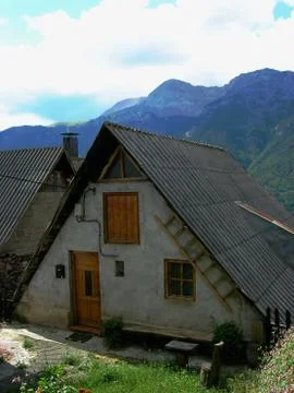 Typical house of the Pyrenees Stock Photos