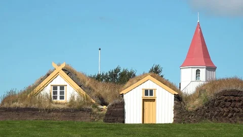 Typical Icelandic farm  Stock Footage 81276365