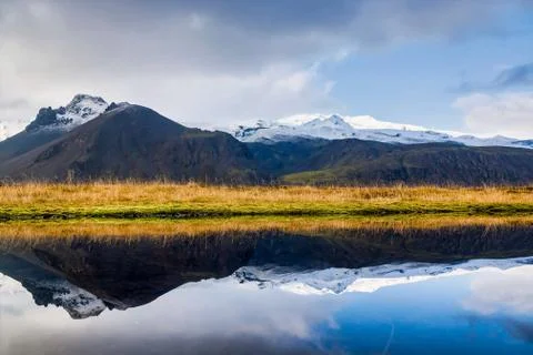 Typical Icelandic landscape between Vik and Joekulsarlon in Iceland Stock Photos